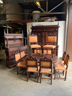 Complete Set Furniture style Gothic - style France 19 th century