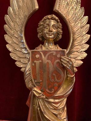 Pair Of Matching High Quality Full Bronze Angels  style Gothic - style en Full Bronze New Polished And Varnished, Antwerp - Belgium 19 th century ( Anno 1870 )