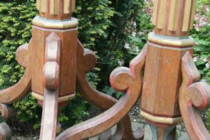 Pair Of Matching Large Full Oak Candlesticks  style Gothic - Style en Oak, Netherlands  19 th century ( Anno 1875 )