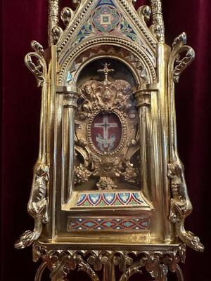 Matching Pair Romanesque - Gothic - Style Reliquaries Relics Of The 12 Apostles & True Cross