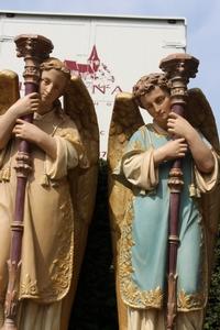 Angels en plaster polychrome, FRANCE 19th century
