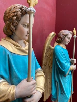 Angels en Composite Stone Polychrome, France 19 th century