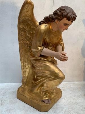 Angels Signed : Giscard en Plaster polychrome, Toulouse France 19th century ( anno 1870 )