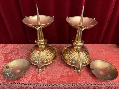 Candle Holders Measures Without Pin style art - deco en Brass / Bronze / Gilt, Belgium  20 th century ( Anno 1930 )