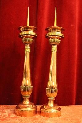 Candle Sticks Measures Without Pin style Baroque en Brass / Red Copper, Dutch 18 th century