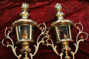 Large Exceptional Baldachin-Lanterns. style baroque en Brass / Bronze / Polished and Varnished, Belgium 18 th century