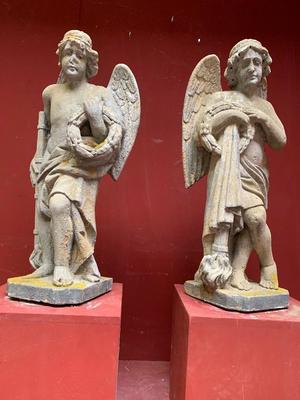 Sandstone Angels style Baroque en hand-carved Sandstone, Hungary 19th century ( 1885 )