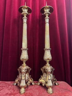 Pair Baroque - Style Candle Holders Measures Without Pin