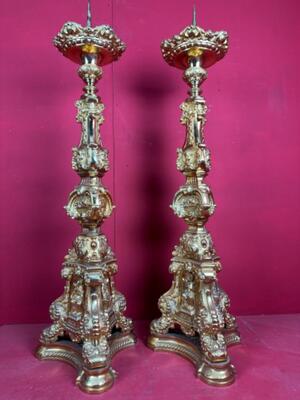 Exceptional Candle Holders Measures Without Pin Height 105 Cm ! style Baroque - Style en Bronze - Gilt, France 19 th century ( Anno 1865 )