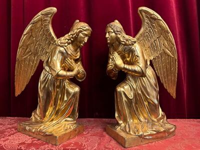 Kneeling Angels style Baroque - Style en Wood totally gold-leaf covered., Southern Germany 18 th century ( Anno 1775 )