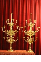 Candle Sticks en Brass / Bronze / Polished and Varnished, Flemish 19th century