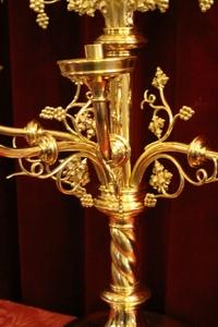 Candle Sticks en Brass / Bronze / Polished and Varnished, Flemish 19th century