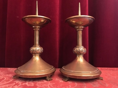 Candle Sticks Measures Without Pin en Brass / Bronze , Belgium 19th century