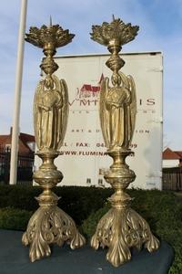Candle Sticks Measures Without Pin en Brass / Bronze, France 19th century