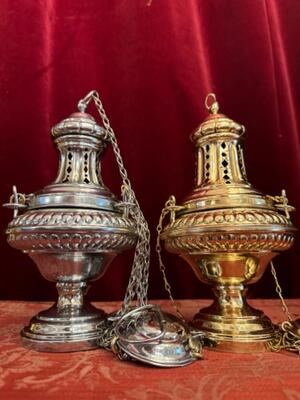 Censers en Brass &  Silver Plated Polished & Varnished, Belgium 19th Century