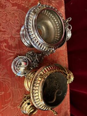 Censers en Brass &  Silver Plated Polished & Varnished, Belgium 19th Century