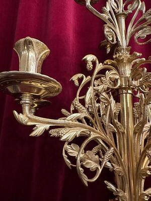 Candle Holders style Classicistic en Bronze / Polished and Varnished / Stones, France 19 th century ( Anno 1865 )