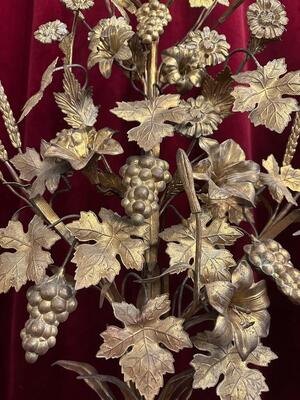 Pair Classicistic Exceptional Floral Altar Pieces 140 Cm High ! Very High Quality Enamel Representations Of St. Mary & St. Joseph