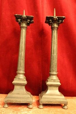 Candle Holders Signed : X Jzydar Teresinski. Measures Without Pin style Empire en Tin, Poland 1803 RoHu