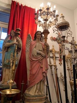 Exceptional Angels Total Height 240 Cm.  en Plaster polychrome, France 19th century ( anno 1880 )