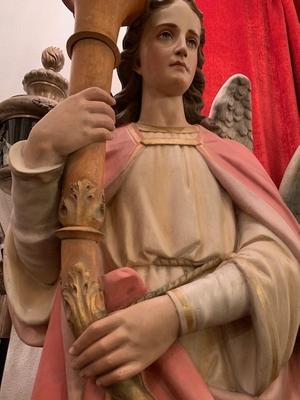 Exceptional Angels Total Height 240 Cm.  en Plaster polychrome, France 19th century ( anno 1880 )