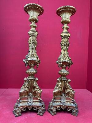 Exceptional Candle Holders en Bronze Gilt, Belgium  19 th century ( Anno 1865 )
