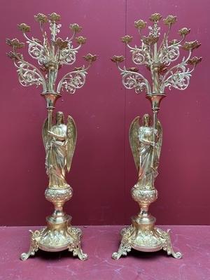 Exceptional Candle Holders en Full Bronze / Polished and Varnished, France 19th century ( anno 1890 )