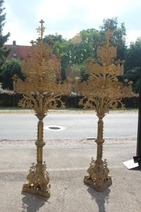 Exceptional Candle Sticks Height 220 Cm ! en Brass / Bronze / Gilt, France 19th century