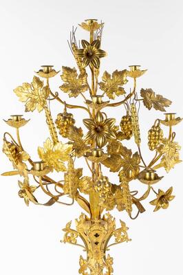 Floral Candle - Holders en Brass / Bronze / Gilt, France 19 th century