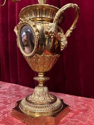 Floral Candle Holders  en Brass / Bronze / Gilt / Enamel, France 19 th century ( Anno 1885 )