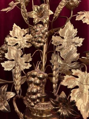 Floral Candle Holders  en Brass / Bronze / Gilt / Enamel, France 19 th century ( Anno 1885 )