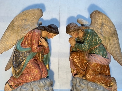 Angels style Gothic - style en plaster polychrome, France 19th century ( anno 1890 )