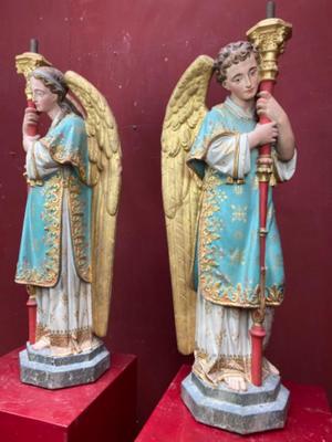 Angels style Gothic - style en Terra - Cotta Polychrome, France 19 th century ( Anno 1865 )
