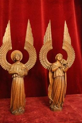 Angels style Gothic - style en hand-carved wood Oak, Belgium 19th century ( anno 1875 )