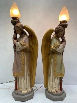 Angels Atelier Regony style Gothic Style en Composite Polychrome, France 19 th Century