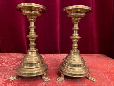 Candle Holders style Gothic - Style en Bronze , Belgium  19 th century ( Anno 1865 )