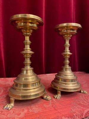 Candle Holders style Gothic - Style en Bronze , Belgium  19 th century ( Anno 1865 )