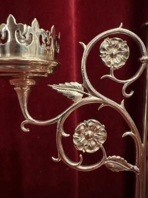 Candle Holders style Gothic - Style en Brass / Bronze / Polished and Varnished, Belgium  19 th century ( Anno 1890 )