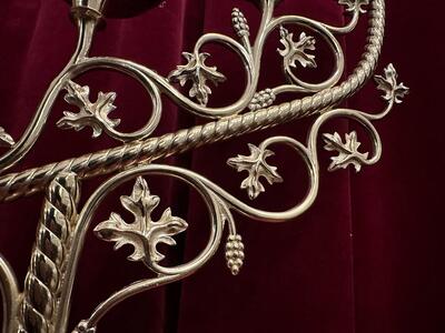 Candle Holders style Gothic - Style en Brass / Bronze / Polished and Varnished, Belgium  19 th century ( Anno 1885 )