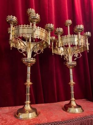 Candle Holders  style Gothic - style en Bronze / Polished and Varnished, BELGIUM 19 th century ( Anno 1890 )