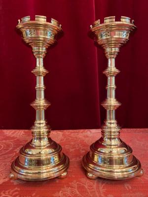 Candle Holders  style Gothic - style en Full Bronze Polished and Varnished, Belgium  19 th century
