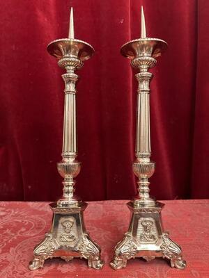 Candle Holders Measures Without Pin style Gothic - Style en Bronze / Polished and Varnished, Belgium  19 th century ( Anno 1885 )