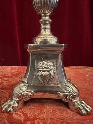 Pair Gothic - Style Candle Holders Measures Without Pin