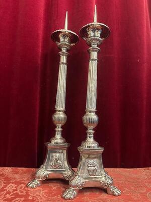 Pair Gothic - Style Candle Holders Measures Without Pin