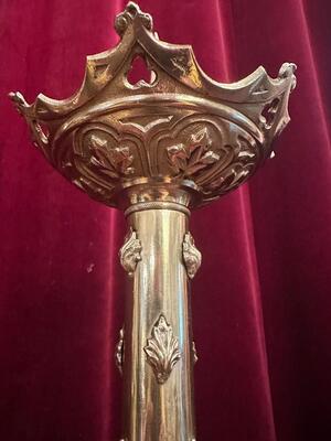 Pair Gothic - Style Candle Holders Measures Without Pin