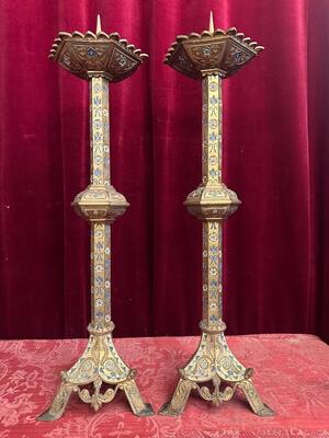Pair Gothic - Style Candle Holders Measures Without Pin