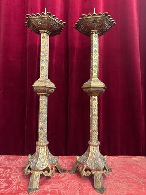 Pair Gothic - Style Candle Holders Measures Without Pin