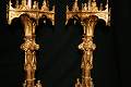 Candle Holders Measures Without Pin style Gothic - style en Bronze Gilt, France 19 th century ( Anno 1855 )