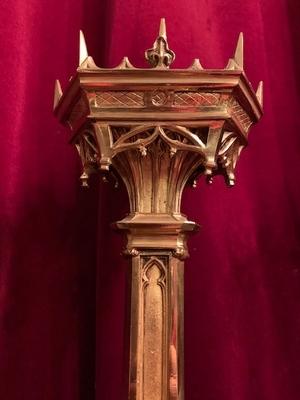 Candle Sticks Measures Without Pin style Gothic - style en Bronze / Gilt, France 19th century ( anno 1890 )