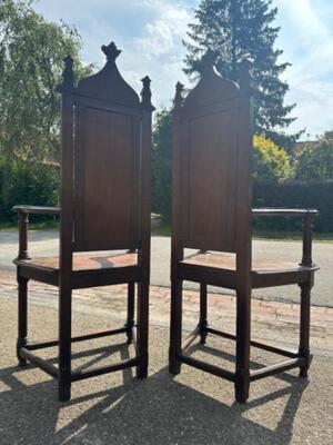 Chairs style Gothic - Style en Oak wood, Belgium  19 th century ( Anno 1885 )